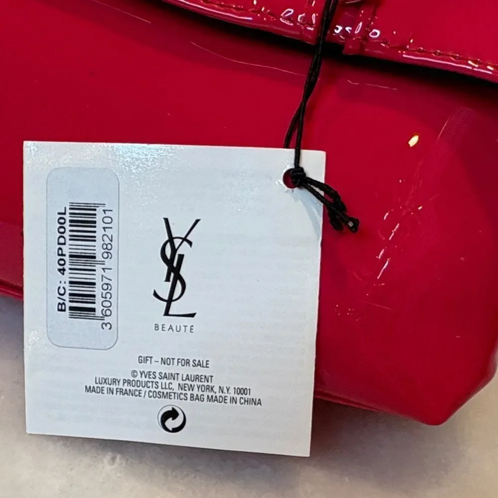 Yves Saint Laurent Purse Vibrant Red Patent Leather Clutch Cosmetic Bag NWT - Picture 2 of 15